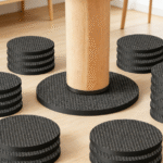 Non-slip rubber round furniture mats, self-adhesive, suitable for table and chair legs, 1-inch diameter, 48 pieces per pack