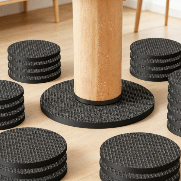 Non-slip rubber round furniture mats, self-adhesive, suitable for table and chair legs, 1-inch diameter, 48 pieces per pack