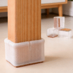 Rectangular Large Silicone Table and Chair Leg Covers, with felt pads, approx. 1-9/16 to 1-13/16 inches long, 1 to 1-3/16 inches wide, 16 pieces per pack
