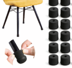 Black Extra-Small Upgraded Rubber Chair Leg Covers, with felt, suitable for hardwood floors, scratch-resistant and noise-reducing, suitable for 0.55-0.75 inch legs, 20 pieces per pack