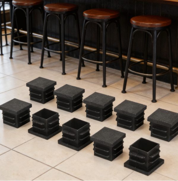 Plastic Square Hole Tube End Caps, 3/4 x 3/4 inch rubber chair leg covers, suitable for chair legs, bar stools, gym equipment, etc., 10-pack