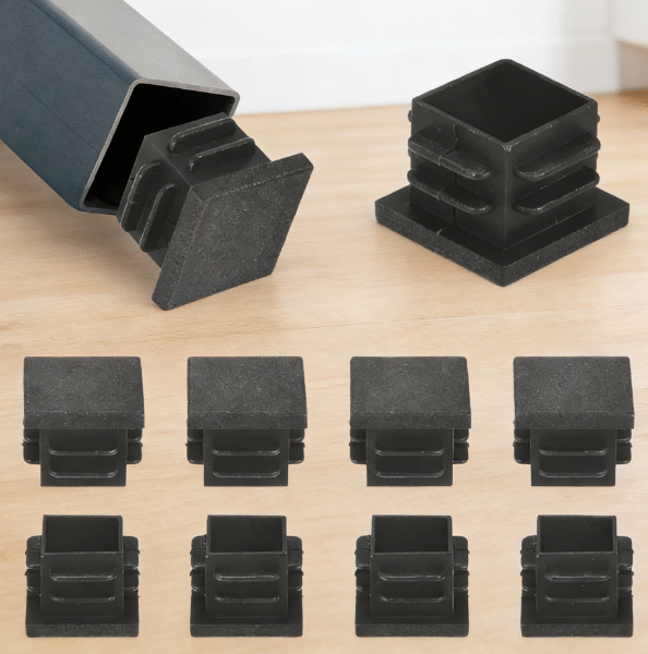 Plastic Square Hole Tube End Caps, 3/4 x 3/4 inch rubber chair leg covers, suitable for chair legs, bar stools, gym equipment, etc., 10-pack