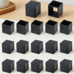 Square rubber chair leg covers, 3/4 inch (19 mm), table and chair leg end caps, floor protectors, 20-pack