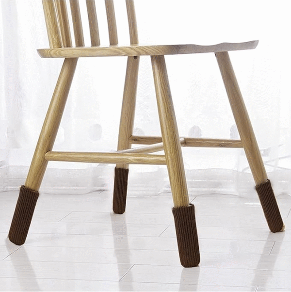 Coffee-colored knitted elastic furniture leg covers, double-layered and thickened, easy to move and reduces noise, 24-pack