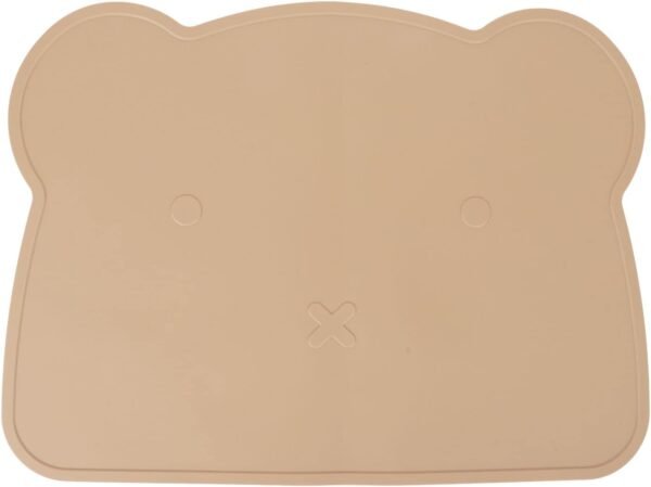 Silicone Placemats for Dining Table, Non Slip Toddler Food Mats Eating Table Mat Washable Plate Mat Bear Placemat for Kids Dinner(Brown)