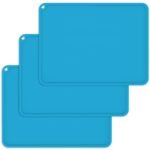 Silicone Kids Placemats, Non-Slip Silicone Placemats for Kids Baby Toddlers Childrens, Kids Portable Placemat for Dining Table, 3Pack (Blue)