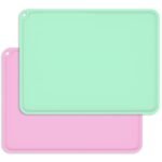 Non-Slip Kids Baby Toddlers Placemats, Large Silicone Sheets for Crafts Liquid Resin Jewelry Casting Molds Mat, Multi-Purpose Silicone Placemats, 2Pack - Baby Purple & Green