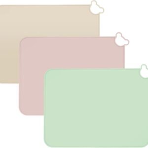 r 3 Pack Silicone Placemat for Toddlers Kids for Dining Table & Restaurants - Portable Silicone Mat for Baby Eating - Food Grade Non-Slip Baby Table Mat