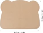 Silicone Placemats for Dining Table, Non Slip Toddler Food Mats Eating Table Mat Washable Plate Mat Bear Placemat for Kids Dinner(Brown)