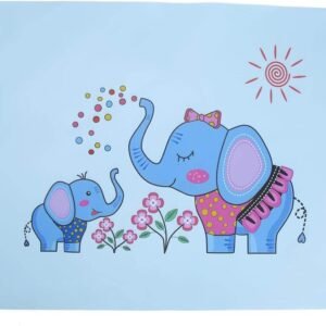 Baby Non Slip Insulation Silicone Placemat, Cute Cartoon Animal Slip Dining Feeding Mat Pad for Toddler Kids(Blue Elephant)