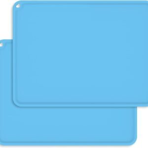 Kids Placemats, Silicone Baby Placemat, Non-Slip Portable Placemats for Dining Table, Food Grade Mats for Kid Baby Toldder, Children Reusable Eating Table Mats, 2 Pack, Blue