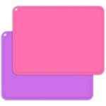 Placemats for Kids, Silicone Baby Placemats for Toddler Children Reusable Non-Slip Large Silicone Sheets for Crafts Resin Jewelry Casting Table Mats, 2 Pack, Purple/Pink