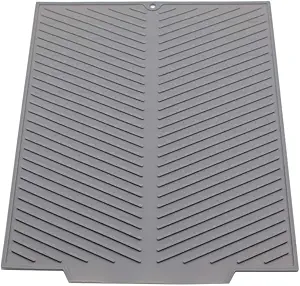 Silicone Dish Draining Mat, Eco Friendly Dish Drying Mat Kitchen Counter Anti-Skid and Heat Insulation Pad, Sink Drainer Mat with Dense Drainage Grooves (L (20"×16"))