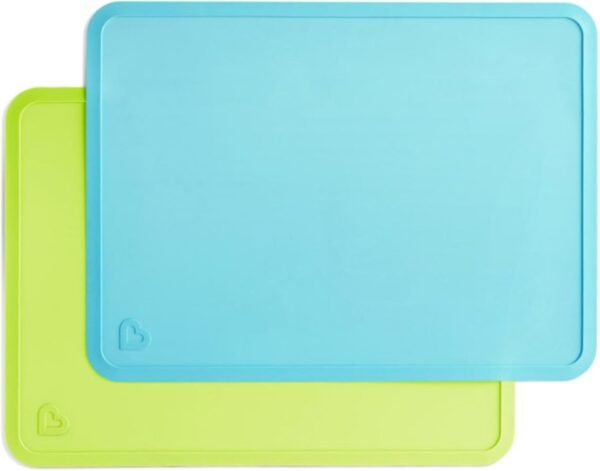 Silicone Placemats for Kids, 2 Pack, Blue/Green