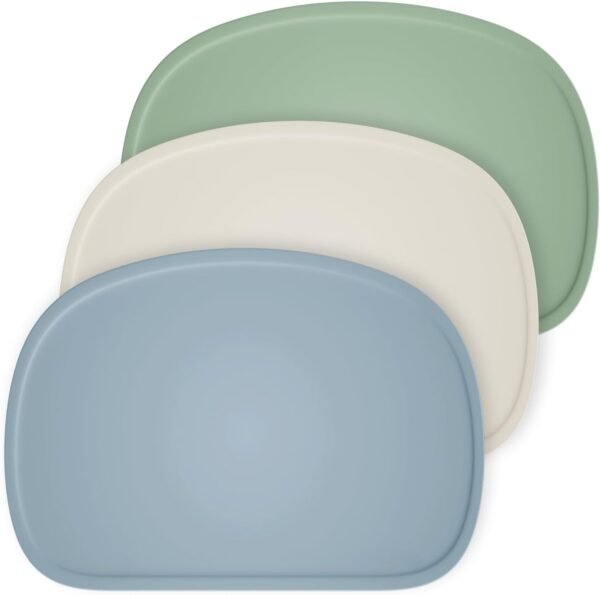 Set of 3 Silicone Placemats with Raised Edges for Kids,Toddlers,Babies, Non-Slip Dinning Table Mat, Baby Eating Mat, Food Mat Set 1