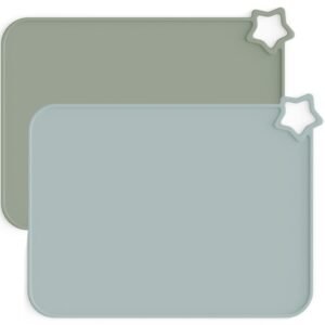 Silicone Placemats for Baby & Kid, Stain-Proof Non-Slip Toddler Food Mats Eating Table Mat with 2 Packs