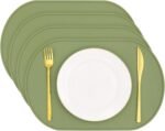 Silicone Placemats Set of 4, Oval Heat Resistant Place Mats, Waterproof Washable Wipeable Dining Table Mats, Non-Slip Silicone Table Mats for Toddles Kids Adults Home Decor