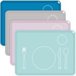 4 Pcs Montessori Kids Placemat 16 x 12'' Non Slip Baby Silicone Placemats for Toddlers Baby Eating Mat Food Mats for Toddler Dining Table Setting Learning Travel Kitchen(Multi Colors)