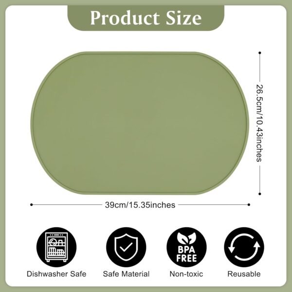 Silicone Placemats Set of 4, Oval Heat Resistant Place Mats, Waterproof Washable Wipeable Dining Table Mats, Non-Slip Silicone Table Mats for Toddles Kids Adults Home Decor
