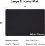 Silicone Mats for Kitchen Counter, Large Silicone Countertop Protector 25" by 17", Nonskid Heat Resistant Desk Saver Pad, Multipurpose Mat, Placemat, Black