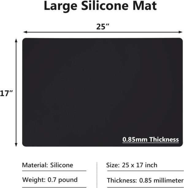 Silicone Mats for Kitchen Counter, Large Silicone Countertop Protector 25" by 17", Nonskid Heat Resistant Desk Saver Pad, Multipurpose Mat, Placemat, Black