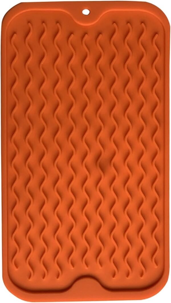 Drain Mat, Silicone Anti-Skid Counter Silicone Pad, Sink Bar Bottle Cup Dish Drying Mat for Kitchen Counter Orange