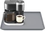 Silicone Coffee Mat with Lip, 19.7'' x 15'' Heavy Duty Bar Mat, Coffee Tray for Countertop Fit Under Machine Pot Espresso Machine, Grey