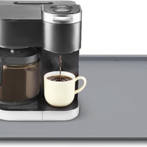 Silicone Coffee Mat with Lip, 19.7'' x 15'' Heavy Duty Bar Mat, Coffee Tray for Countertop Fit Under Machine Pot Espresso Machine, Grey