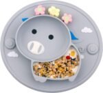 Baby Silicone Plate, Toddler Suction Plates Mini Plate Placemat for Kids and Infants Self Feeding, BPA Free, Microwave & Dishwasher Safe (Gray)