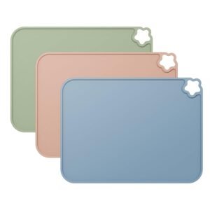 Silicone Placemat for Toddles Kids Non-Slip Reusable Portable Kids Placemats for Dinning Table Heat Resistant Placemats, Baby Placemat Stain Resistant Silicone Mat for Dining Table 3 Pack