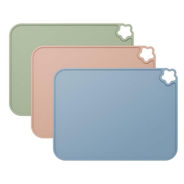 Silicone Placemat for Toddles Kids Non-Slip Reusable Portable Kids Placemats for Dinning Table Heat Resistant Placemats, Baby Placemat Stain Resistant Silicone Mat for Dining Table 3 Pack