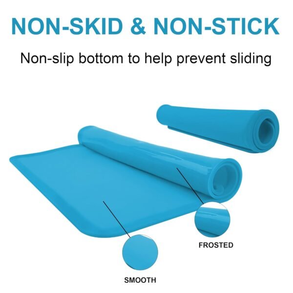 Silicone Kids Placemats, Non-Slip Silicone Placemats for Kids Baby Toddlers Childrens, Kids Portable Placemat for Dining Table, 3Pack (Blue)