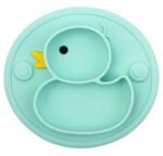 Baby Plate Silicone Toddler Plates Suction Placemat Divided Duck Dishes for Kids and Infants One-Piece Strong Suction, BPA Free, Microwave Dishwasher Safe