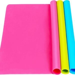 3 Pack Silicone mat Large Silicone Sheets for Crafts, Liquid, Resin Jewelry Casting Molds Mat, Silicone Placemat 15.7” x 11.8” (Blue & Rose Red & Green)