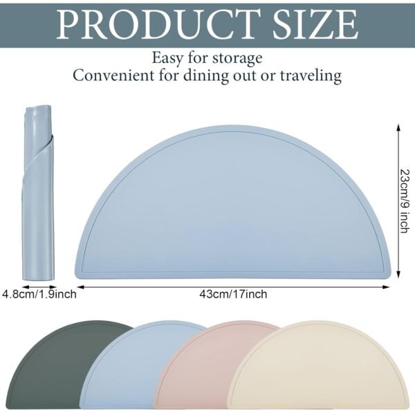 4 Packs Silicone Placemats for Baby Non Slip Placemats for Kids Toddlers Food Table Mats Portable Toddlers Place mats for Dining Table, 4 Colors(Gray, Apricot, Blue, Pink)