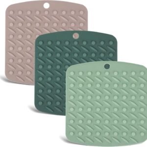 3 Pack Silicone Pot Holders and Trivet Mats - Heat Resistant Hot Pads for Kitchen, Non-Slip Trivets for Hot Pots and Pans, Spoon Holder, Oven Mitts, Place Mats
