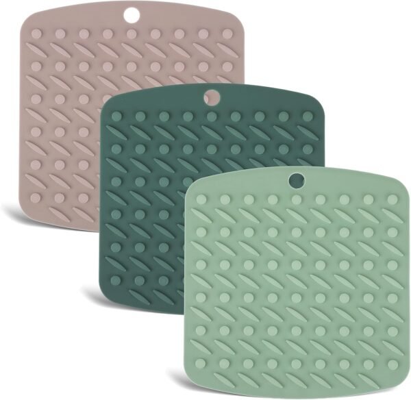 3 Pack Silicone Pot Holders and Trivet Mats - Heat Resistant Hot Pads for Kitchen, Non-Slip Trivets for Hot Pots and Pans, Spoon Holder, Oven Mitts, Place Mats