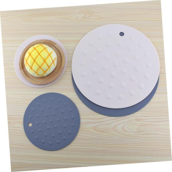 Silicone Round Placemats Heat-Insulation Mat Pot Bowl Mat Grey Anti-Skid Table Set
