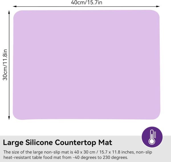 Silicone Mats for Kitchen Counter, Silicone Countertop Mat Large Heat Resistant Place Mats Thick Placemats for Countertop Protector(Purple)