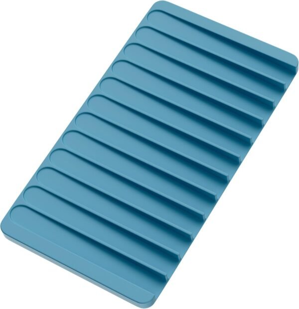 Premium Drying Mat, 14” Blue Multipurpose Self Draining Silicone Drying Mat, Easy to Clean Drying Mat for Kitchen Counter. Heat Resistant, Dishwasher Safe