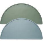 Silicone Placemats for Babies, Toddlers & Kids, BPA-Free Non-Slip Baby Table Mat Food Mats, 2 Pack