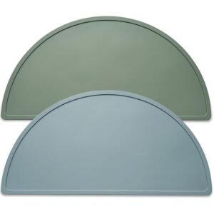 Silicone Placemats for Babies, Toddlers & Kids, BPA-Free Non-Slip Baby Table Mat Food Mats, 2 Pack