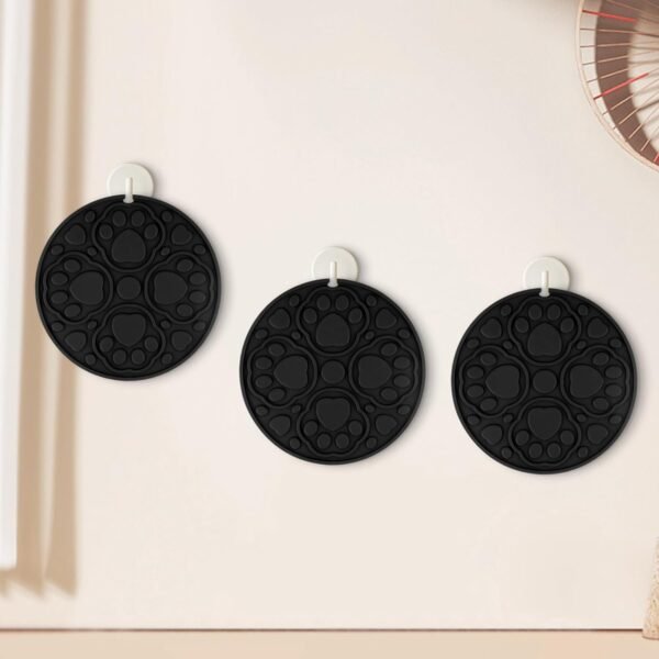 Silicone Trivet Mats 3 Pack – 7 Inch Heat-Resistant Non-Slip Hot Pads for Kitchen Countertops, Pot Holders, Spoon Rest, Jar Opener – Flexible & Durable Silicone Hot Mats (Black)
