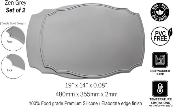 Premium Silicone Placemats, Set of 2 (Zen Gray)