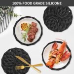 Silicone Trivet Mats - 4 Pack Pot Holders - 7.4'' Thickened Hot Pads for Hot pots, Pans and Dishes, Heat Resistant Silicone Trivet for Table and Counter Top Black