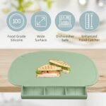 Silicone Placemat for Baby, Silicone Tablemats with Food Catching Pocket, Non-Slip Silicone Placemat for Restaurants Home Travel (Ether), Large Size, PM-32