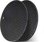 2pcs Silicone mats for Kitchen Counter,Pot Holders,Silicone mat,Trivet,hot Pads,potholders for Kitchens,trivets for hot pots,Holders,Flexible Easy to Wash and Dry. (Black