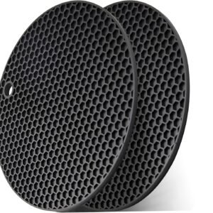2pcs Silicone mats for Kitchen Counter,Pot Holders,Silicone mat,Trivet,hot Pads,potholders for Kitchens,trivets for hot pots,Holders,Flexible Easy to Wash and Dry. (Black