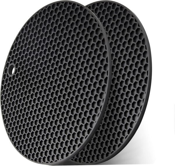 2pcs Silicone mats for Kitchen Counter,Pot Holders,Silicone mat,Trivet,hot Pads,potholders for Kitchens,trivets for hot pots,Holders,Flexible Easy to Wash and Dry. (Black