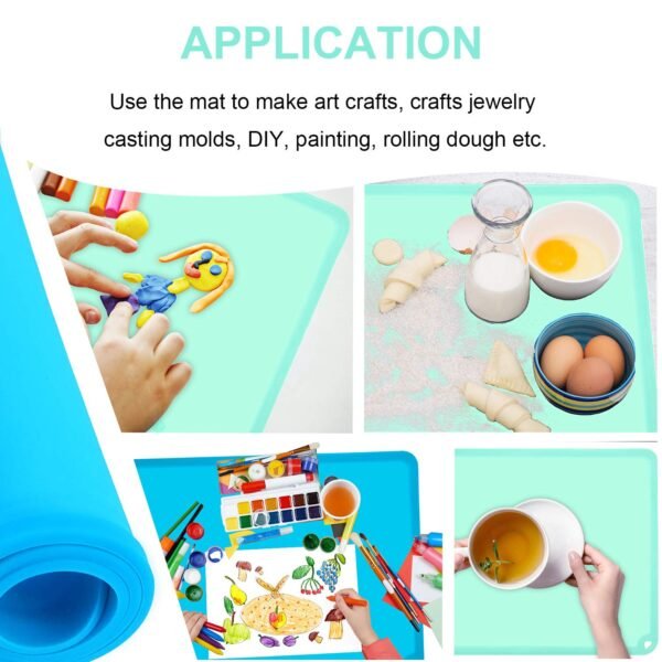 Kids Placemats, Silicone Baby Placemats for Kids Toddler Children Reusable Non-Slip Table Mats, Baby Food Mats for Restaurant, 2 Pack, Blue/Baby Green